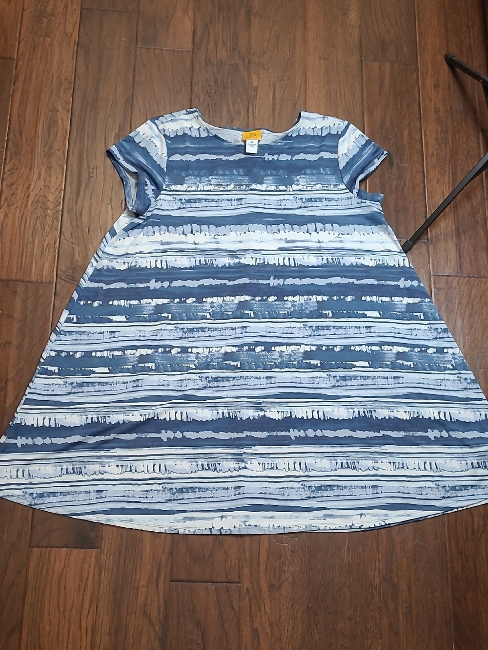 Ruby Rd Blue & White Tie-Dye Striped Swing Dress size XL